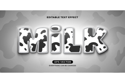 Milk editable text effect vector