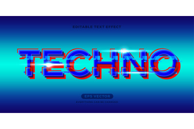 Techno editable text effect vector