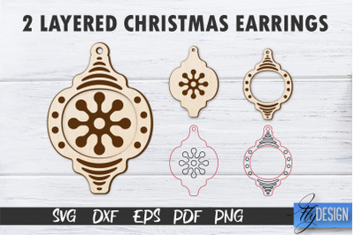 2 Layered Christmas Earrings SVG | Laser Cut SVG | CNC files