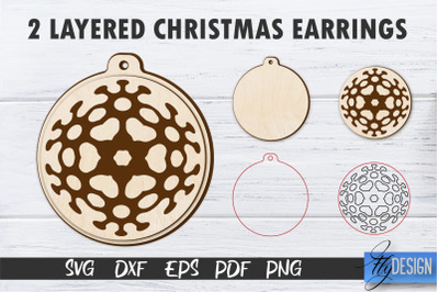 2 Layered Christmas Earrings SVG | Laser Cut SVG | CNC files