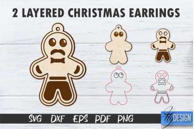 2 Layered Christmas Earrings SVG | Laser Cut SVG | CNC files