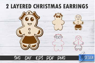 2 Layered Christmas Earrings SVG | Laser Cut SVG | CNC files