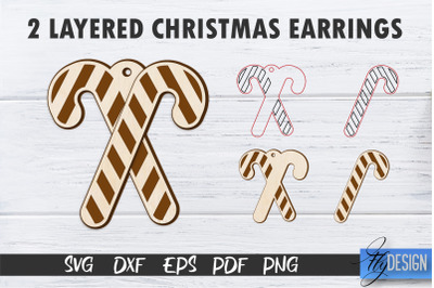 2 Layered Christmas Earrings SVG | Laser Cut SVG | CNC files