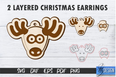 2 Layered Christmas Earrings SVG | Laser Cut SVG | CNC files