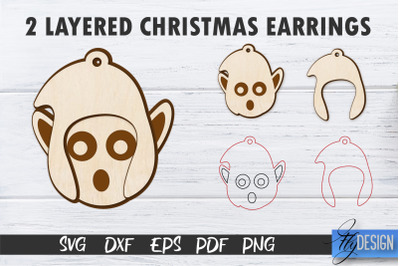 2 Layered Christmas Earrings SVG | Laser Cut SVG | CNC files