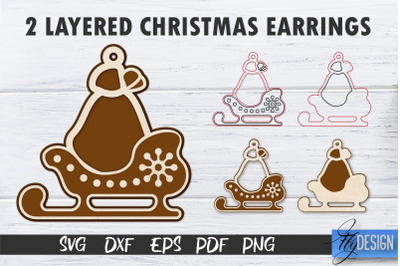 2 Layered Christmas Earrings SVG | Laser Cut SVG | CNC files