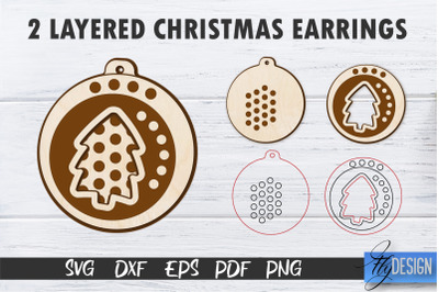 2 Layered Christmas Earrings SVG | Laser Cut SVG | CNC files