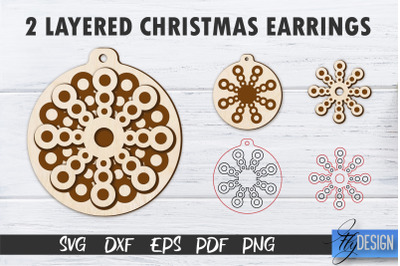 2 Layered Christmas Earrings SVG | Laser Cut SVG | CNC files