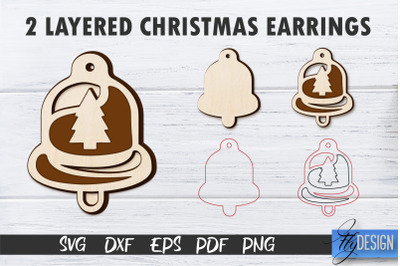 2 Layered Christmas Earrings SVG | Laser Cut SVG | CNC files