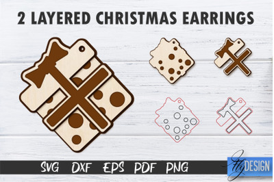 2 Layered Christmas Earrings SVG | Laser Cut SVG | CNC files