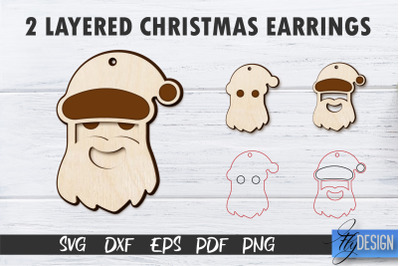 2 Layered Christmas Earrings SVG | Laser Cut SVG | CNC files