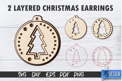 2 Layered Christmas Earrings SVG | Laser Cut SVG | CNC files