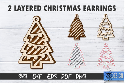 2 Layered Christmas Earrings SVG | Laser Cut SVG | CNC files