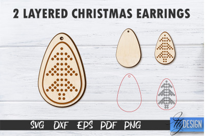 2 Layered Christmas Earrings SVG | Laser Cut SVG | CNC files