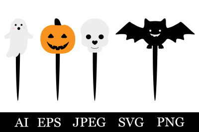 Halloween Cake Topper. Pumpkin Topper. Ghost Topper. Bat SVG