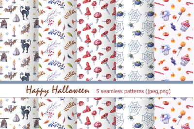 Halloween patterns 3. Watercolor&nbsp;