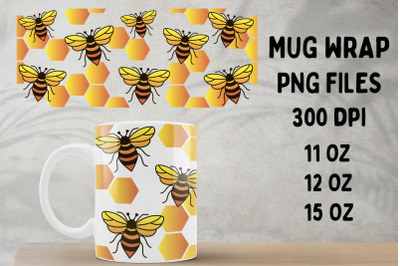 Bee mug sublimation wrap, Coffee mug sublimation with bee