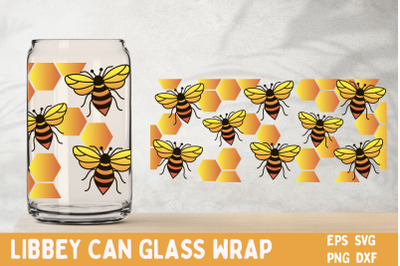 Bee glass can wrap, Bee libbey can wrap svg, Beer can glass