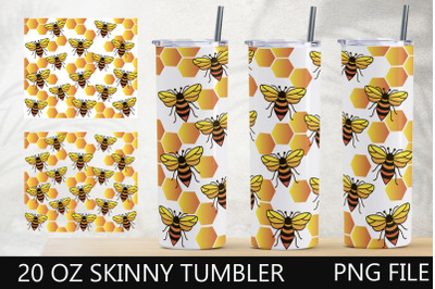 Bee sublimation tumbler wrap png, 20oz skinny tumbler