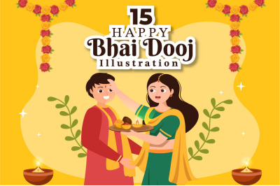 15 Bhai Dooj Indian Festival Celebration Illustration