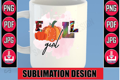Fall Girl Sublimation Design