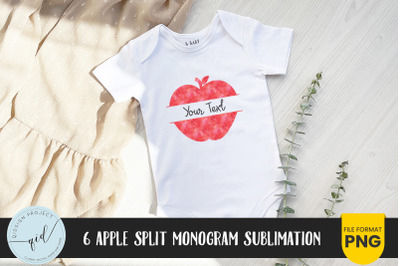 6 Apple Split Monogram Sublimation