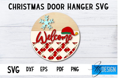 Christmas Door Hanger Circle SVG | Winter Design | Funny Xmas