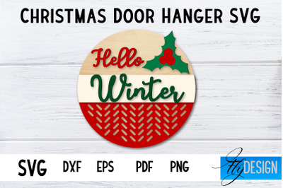 Christmas Door Hanger Circle SVG | Winter Design | Funny Xmas