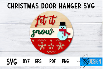 Christmas Door Hanger Circle SVG | Winter Design | Funny Xmas