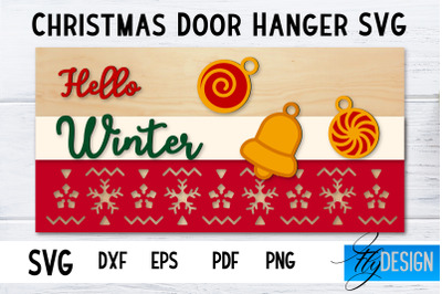 Christmas Door Hanger Rectangle SVG | Winter Design | Funny Xmas