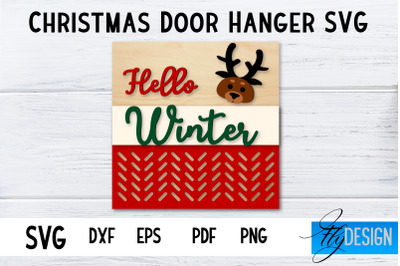 Christmas Door Hanger Square SVG | Winter Design | Funny