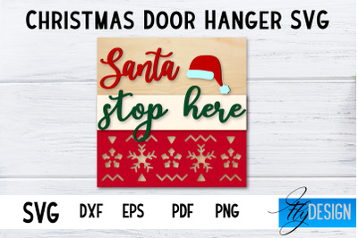 Christmas Door Hanger Square SVG | Winter Design | Funny