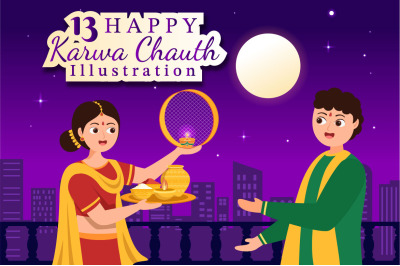 13 Karwa Chauth Festival Illustration