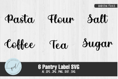 6 Pantry Label SVG, Hand Lettered SVG