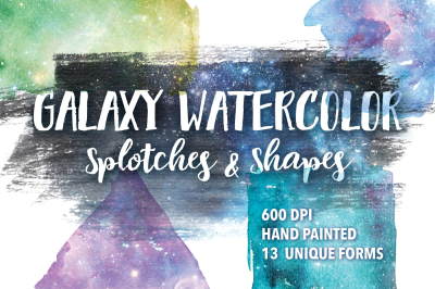 Galaxy Watercolor Splotches & Shapes