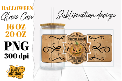 Halloween Glass Can sublimation.Pumpkin Poison Vintage Label