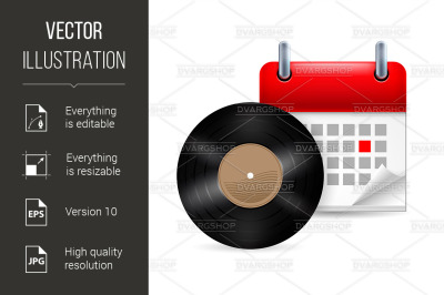 Vynil disc and calendar