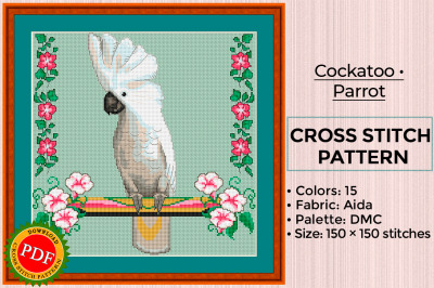Cockatoo Cross Stitch Pattern | Parrot | White Cockatoo