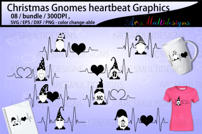 Christmas gnomes heartbeat graphics