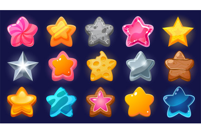 Cartoon game star. Level up and win bonus UI icon for mobile game and