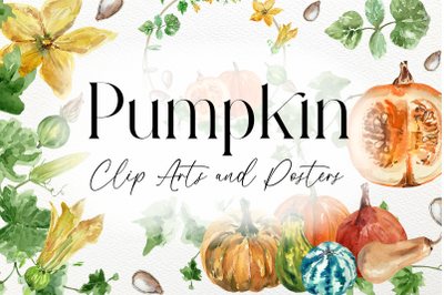 Watercolor Pumpkin Life Cycle and Clip Arts