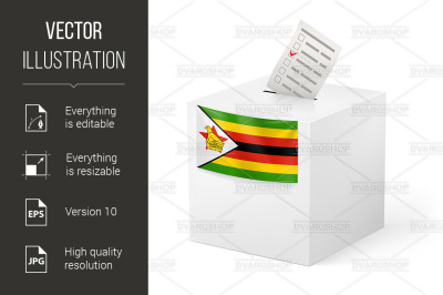 Ballot box with voting paper. Zimbabwe