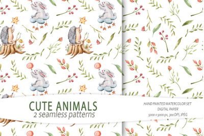 Cute animals seamless pattern / Digital paper -2 JPEG files