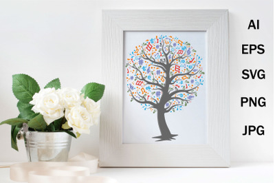 Tree with musical notes&2C; clipart&2C; sublimation svg