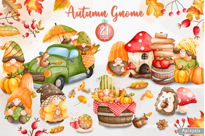 Autumn Gnome Clipart, Fall Gnome Clipart