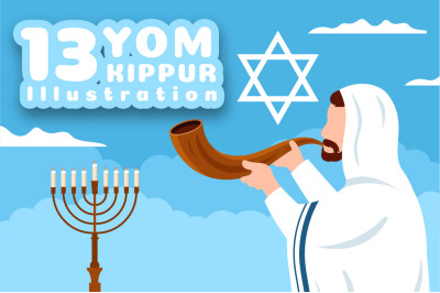 13 Yom Kippur Day Celebration Illustration