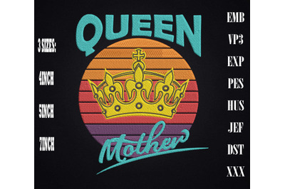 QUEEN MOTHER, Best Gift For Mother Embroidery, Gift For Mother