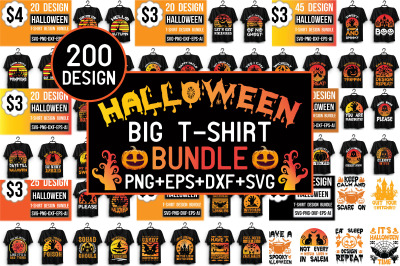Halloween Big T-shirt Design Bundle