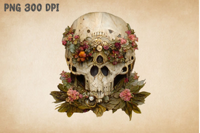 Skull With Flowers 3