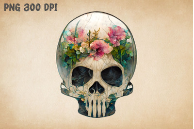 Skull With Flowers 4